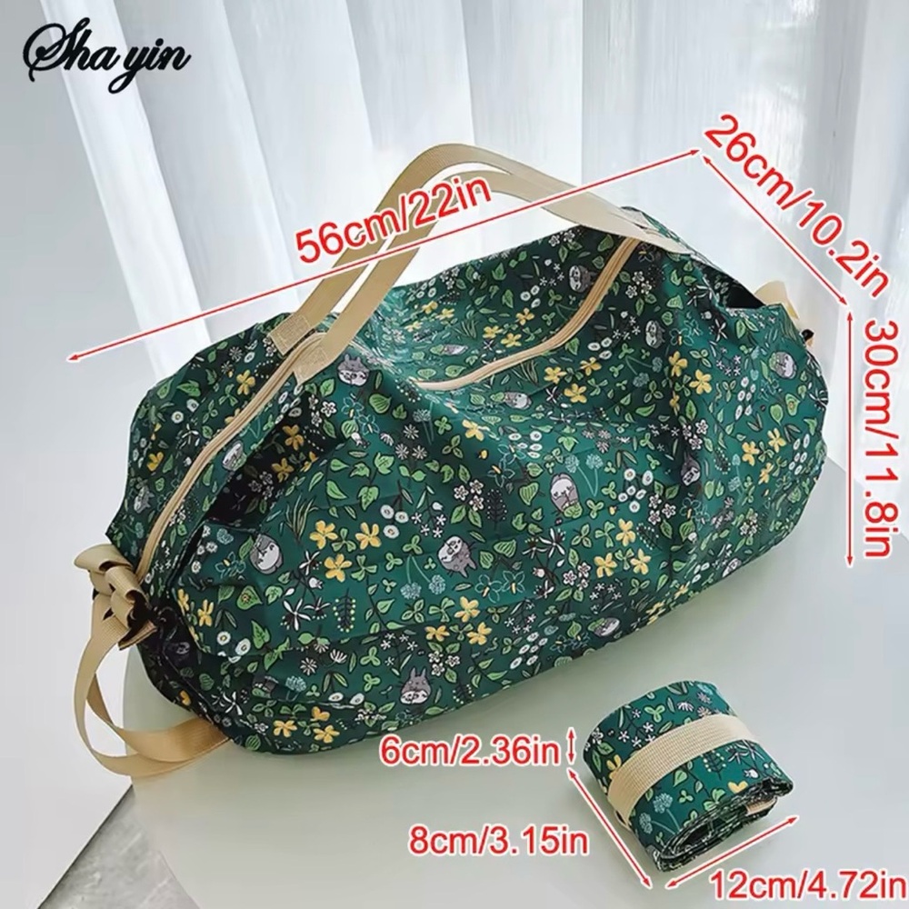 My Neighborhood Totoro Foldable Tote Shoulder Shopping Bag Japanese Style Size L - Picture 3 of 9